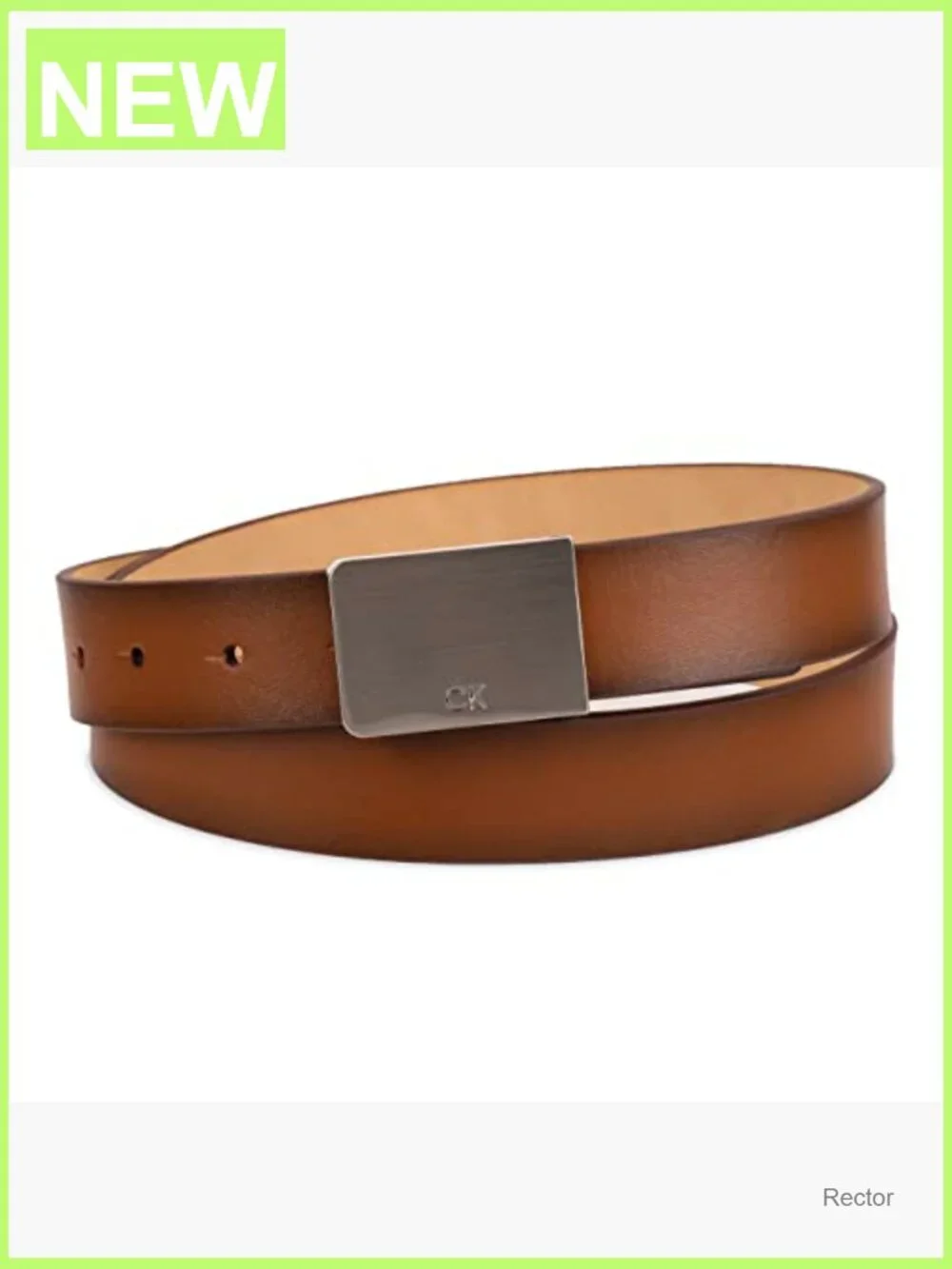 Men's Plaque Buckle Belt - Leather Dress Belt with Logo Detail